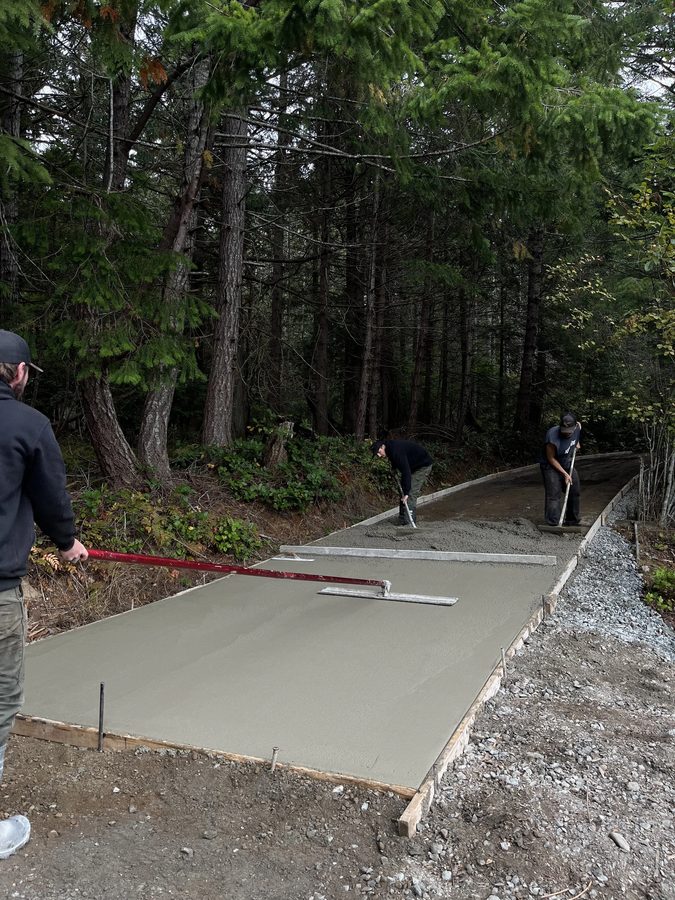 Concrete Pad with Fishbone Cuts